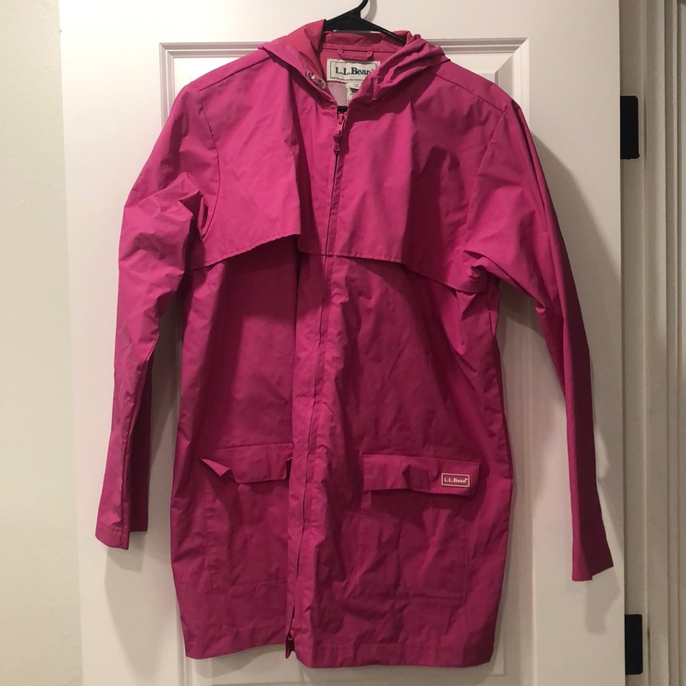 Waterproof Pink L.L. Bean Hooded Rain Jacket